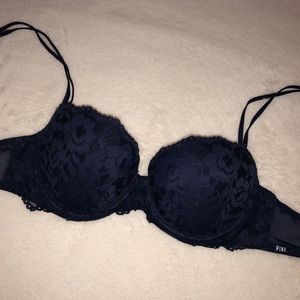 Cute Navy Blue Push-Up Bra - From Pink, 32C